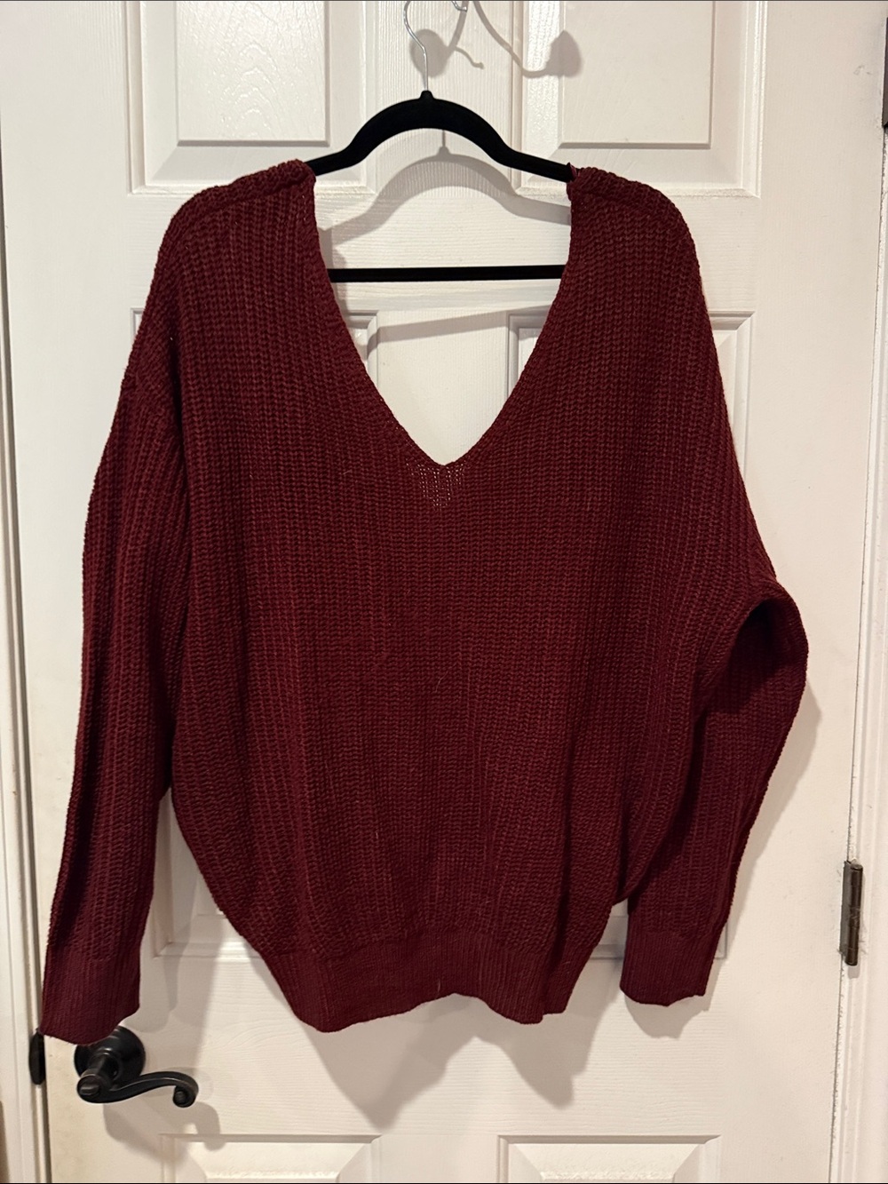 Fashion Nova V-Neck Ribbed Sweater - Burgundy
